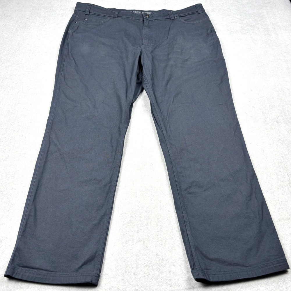 Duluth Trading Mens 44x34 Flex Fire Hose Work Pants Slate Blue Canvas Relaxed